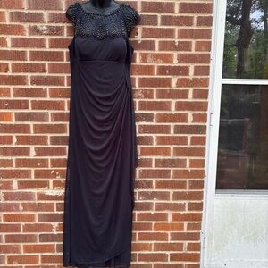Dj-Jaz Black evening Cap sleeve maxi Dress Size 16 Beaded Design